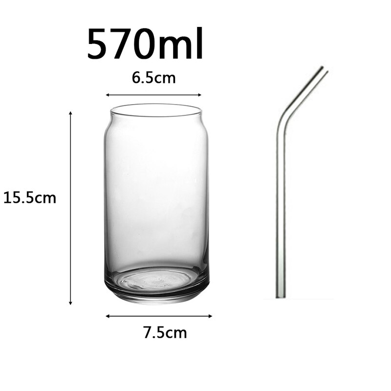 Vaso de vidrio con forma de lata para té, zumo, leche, café, 400/570ml, Juego de vasos de alta borosilicato, 2/3/4 piezas