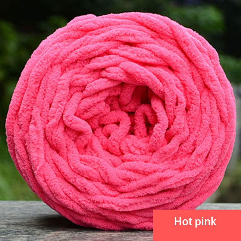 Diy Soft Breien Chunky Badstof Wol Bal Streng Sjaal Garen Pure Kleur Leuke 100G #80465: Hot pink