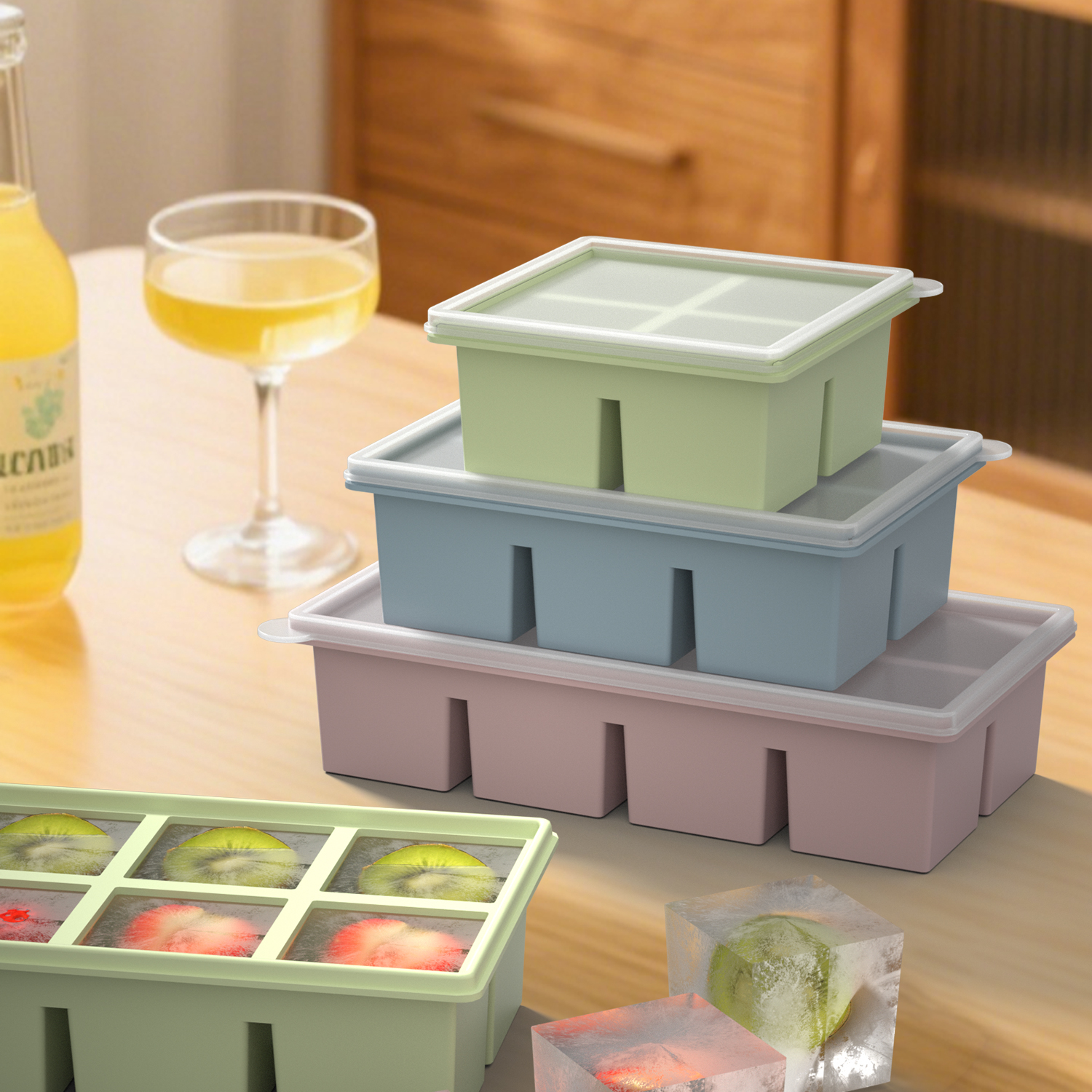 Silikon isbitform med rom, enkel å fjerne, isbiter til bar, whisky, cocktails, juice, kjøkkenverktøy for isproduksjon, dessert