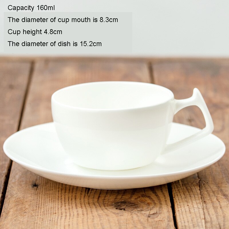 Tasse à café en porcelaine en céramique, os blanc pur, tasses de Latte nordique simples, fantaisie créative, thé de l'après-midi, café, tasse et soucoupe, cuillère: 160ml 8.3cm diameter