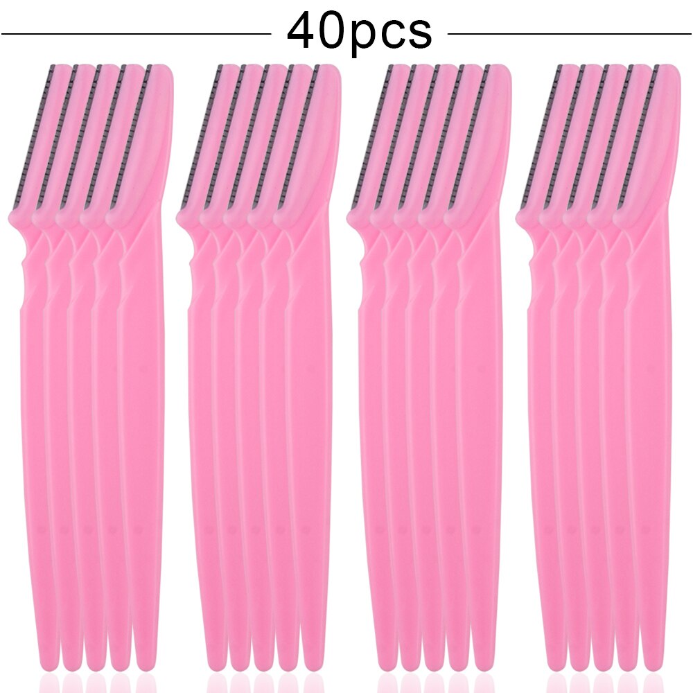20/40/80Pcs Eyebrow Razor Safe Face Blade Eye Brow Shaper Tool Hair Removal Trimmer Scraper Portable Woman Makeup: 40Pcs Pink