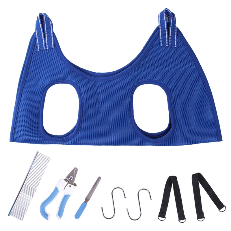 Uchwyt na psa robić pielęgnacji temblak hamak dla małych psów powściągliwość szelki robić przycinania paznokci i zwierząt pielęgnacja uszu: niebieski