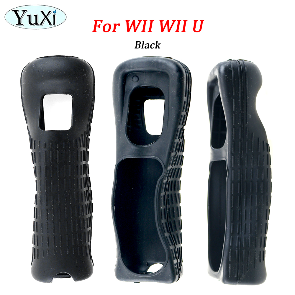 1 impostato custodia protettiva in silicone custodia per porta posteriore batteria kit cinturino da polso per parte telecomando WII Wii U: rosa rosso