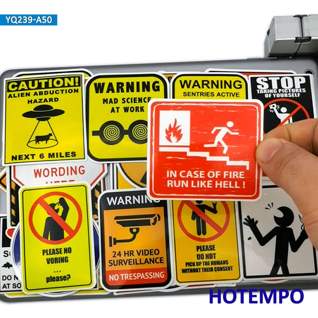 50pcs Funny Traffic Warning Signs Spoof Stickers for Mobile Phone Laptop PAD Case Luggage Skateboard Bike Car Moto Decal Sticker