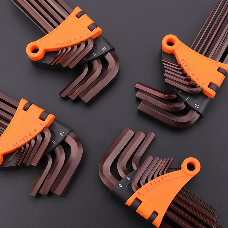 QUK Hex Wrench Set Screwdriver Universal Allen Key 1.5mm-10mm 9PCS Double-End L Type Hexagon Flat Ball Spanner Metric Hand Tools