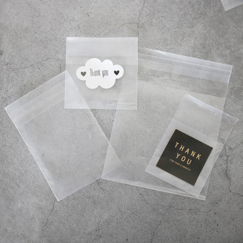 50pcs Frosted Plastic Envelopes Bags Cookie Dessert Bags Self-adhesive Envelope Stationery Packing Bag Office School Supply