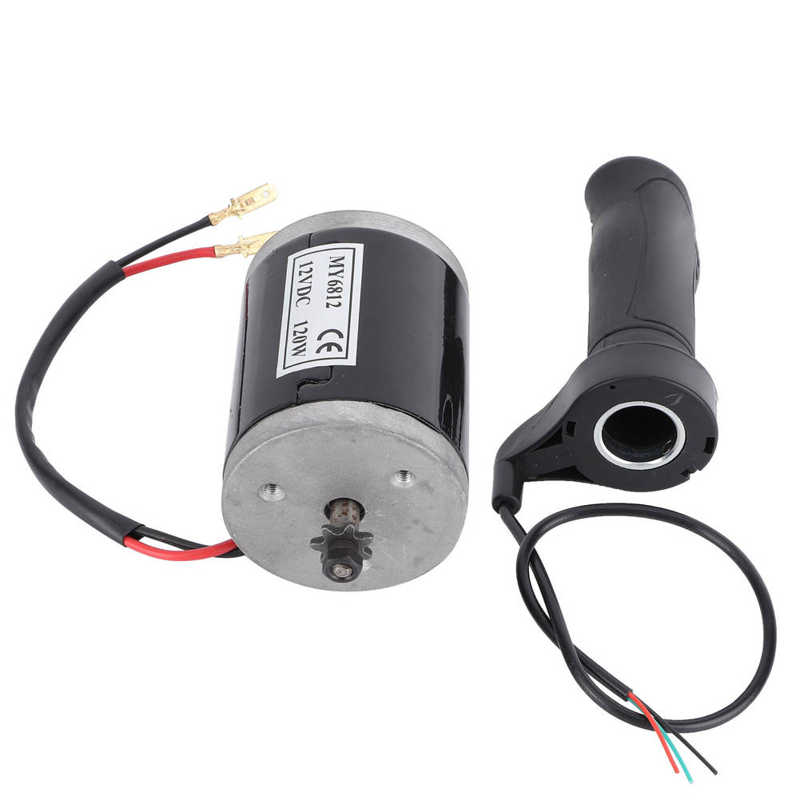 12V 120W Electric Scooter Electric Bicycle Motor W/Pulley Kit E-Bike High Speed Brush Motor + Steering Handle Set