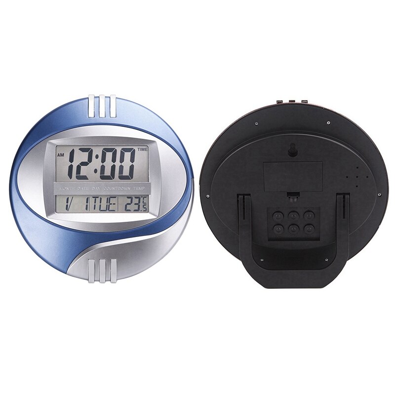 Number Display LED Electronic Wall Clock Snooze Table Clock Mute Bracket Clock Round LCD with Calendar Temperature