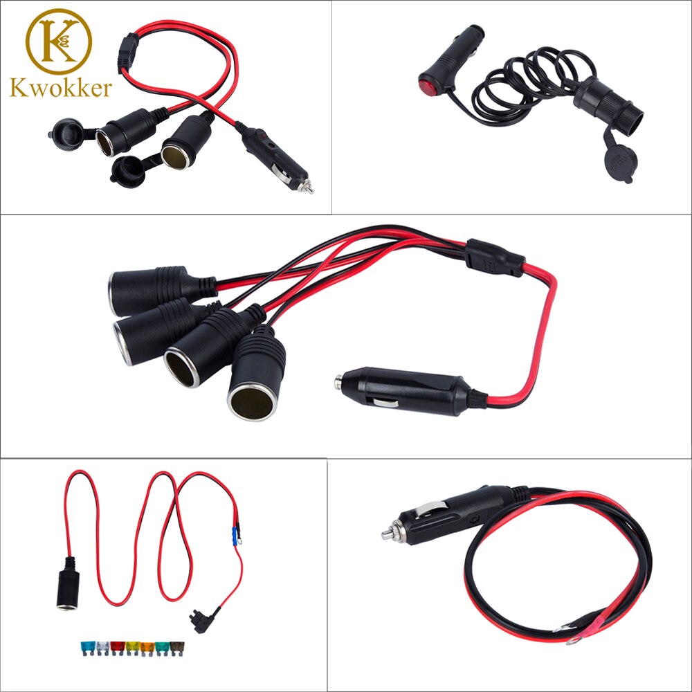 Kwokker universele autolader sigarettenaansteker splitter 12v stopcontact stekker stroomadapter connector auto verlengkabel adapters