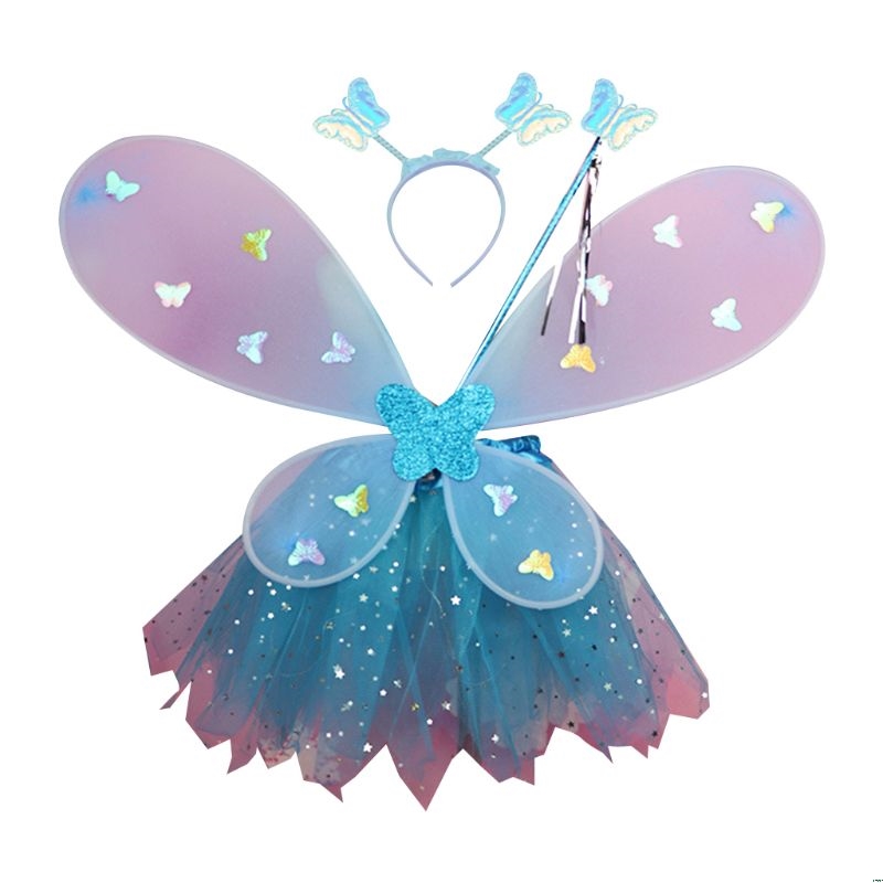 Søde børn kostumer ydeevne rekvisitter gradient farve sommerfugl prinsesse engle vinger fe stick børn klæde sig op legetøj: 4