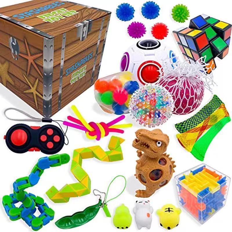 24 Pack Zappeln Sensorischen Spielzeug Set Stress Relief Spielzeug Autismus Angst Relief Stress Pop Blase Zappeln Sensorischen Spielzeug für Kinder erwachsene: 25PSC
