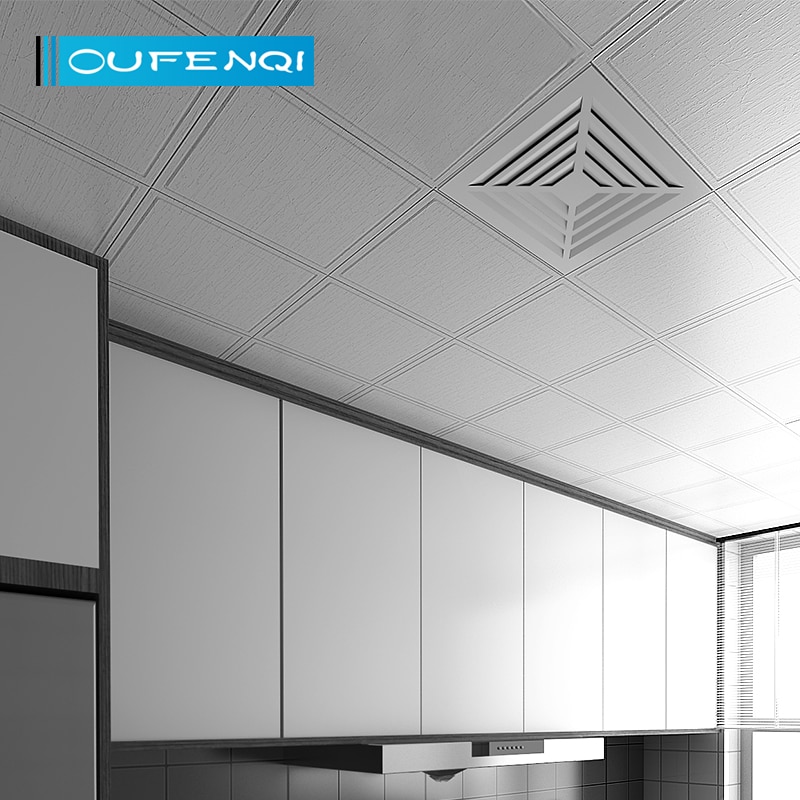 OUFENQI 300mm aluminum alloy panel integrated ceiling ventilation square centrifugal fan diffuser