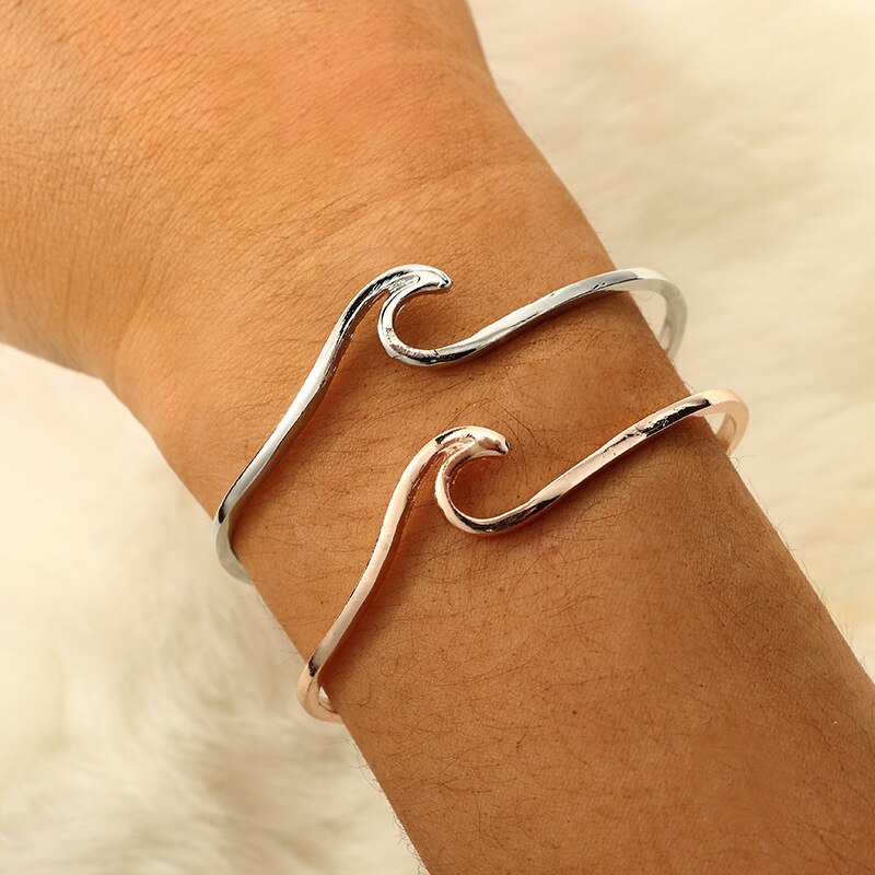 Docona bohême ouverture vague manchette Bracelet pour femmes filles or métal alliage Bracelets bijoux Pulseiras accessoires