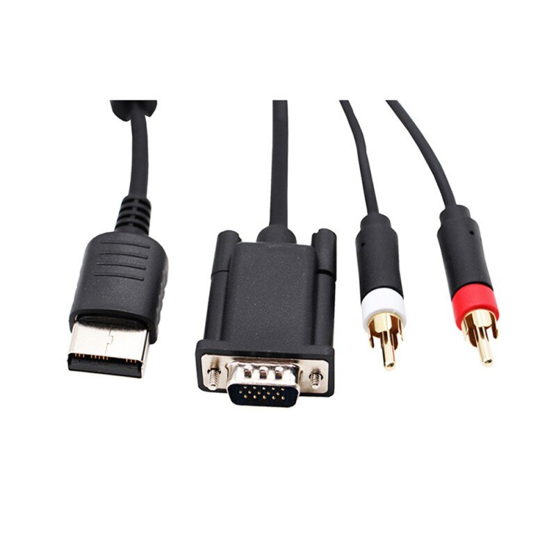 1.8m Vga For Sega Dc Dreamcast Cable For Vga Monitor And Audio Rca + 3.5mm To 2-male Rca Adapter nickel plated connector plugs