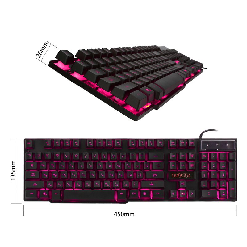 DBPOWER Russisch/Englisch 3 Farbe Hintergrundbeleuchtung Spielen Tastatur Teclado Gamer Schwimm LED hinterleuchtet USB mit Ähnliche Mechanische Fühlen