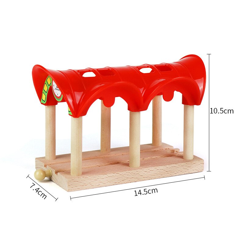 Wooden Train Track Accessories Building Blocks Toys For Kids Cross Bridge Compatible all Wood Track Biro Educational Toy: EDW-DSJ-44