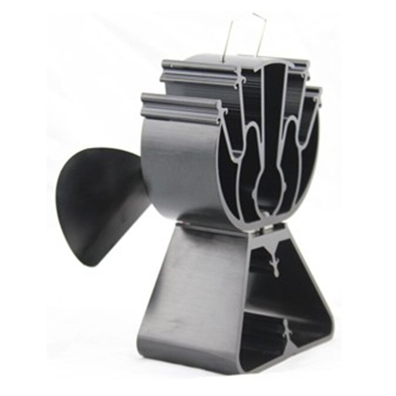 VODA Black Heat Powered Stove Fan 2 Blade Fireplace Fan Triangle-Shaped Base For Wood/Log Burner /Fireplace-Eco Friendly Saving