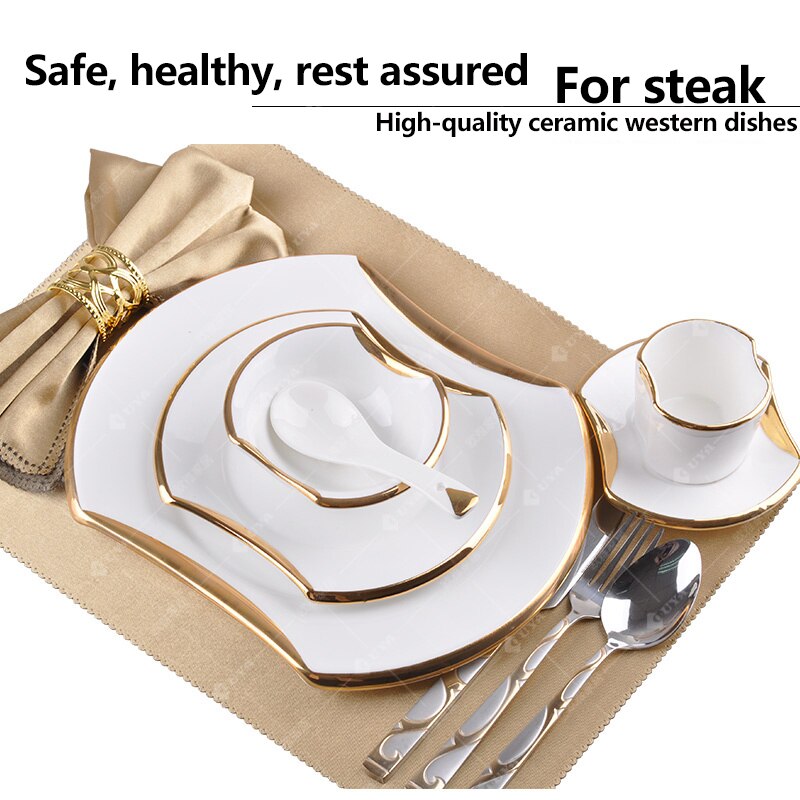 Luxury Ceramic Tableware Set Wedding Dinner Porcelain Complete Plate Set Dessert Kitchen Placa De Conjuntos Full Table Service