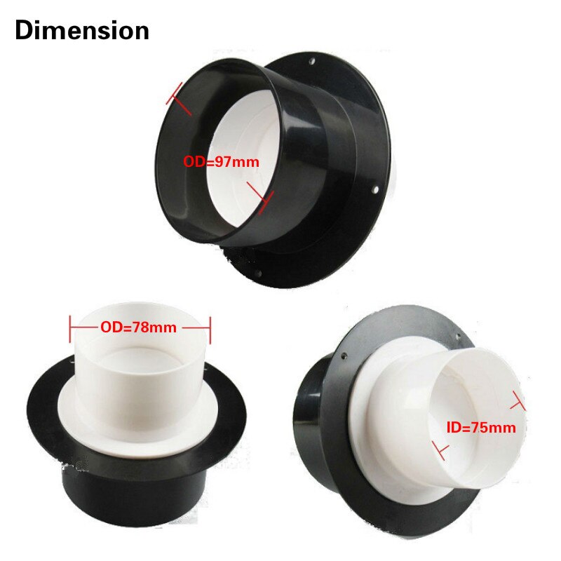 Exhaust fan check valve air damper valve hvac variable diam one way valve 100 to 80/75mm for bathroom ventilation extractor fans