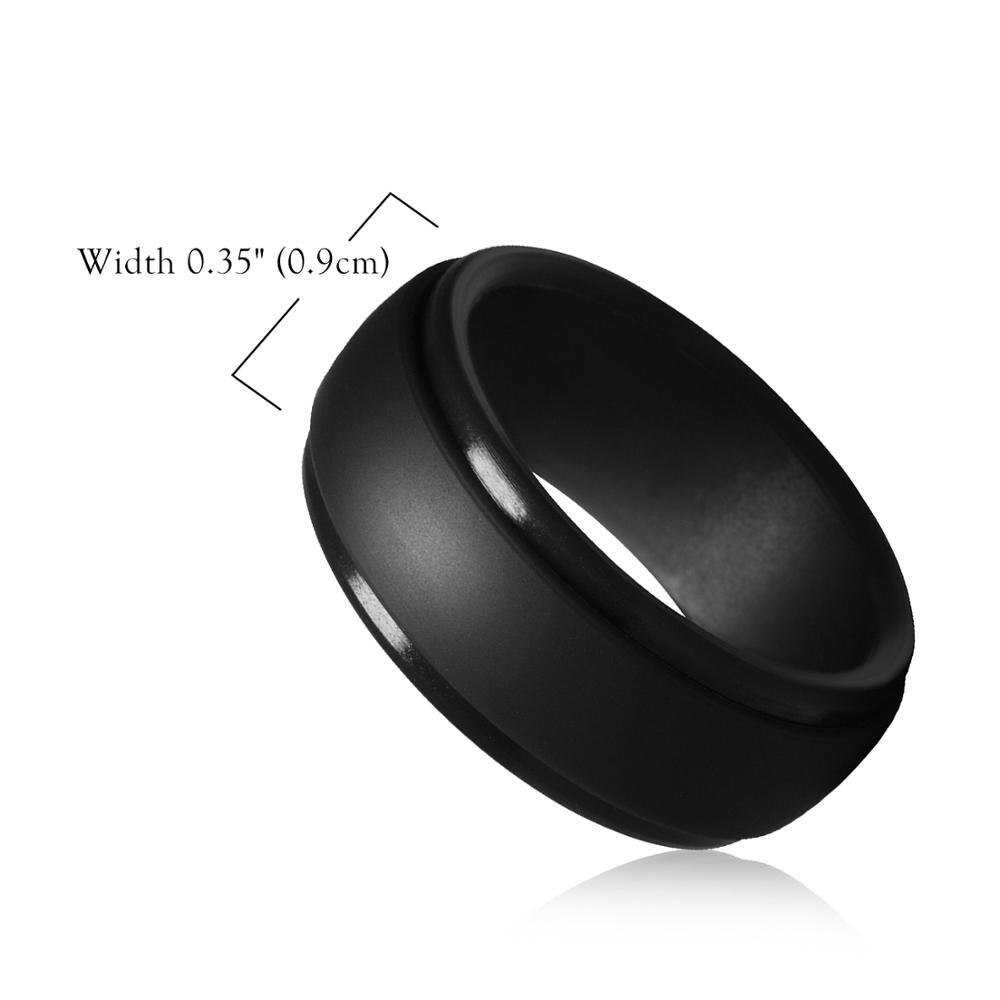 BONISKISS 9MM Silikon Gummi Hochzeit Bands für Männer Frauen Ringe Größe 7 8 9 10 11 12 13 Schwarz farbe