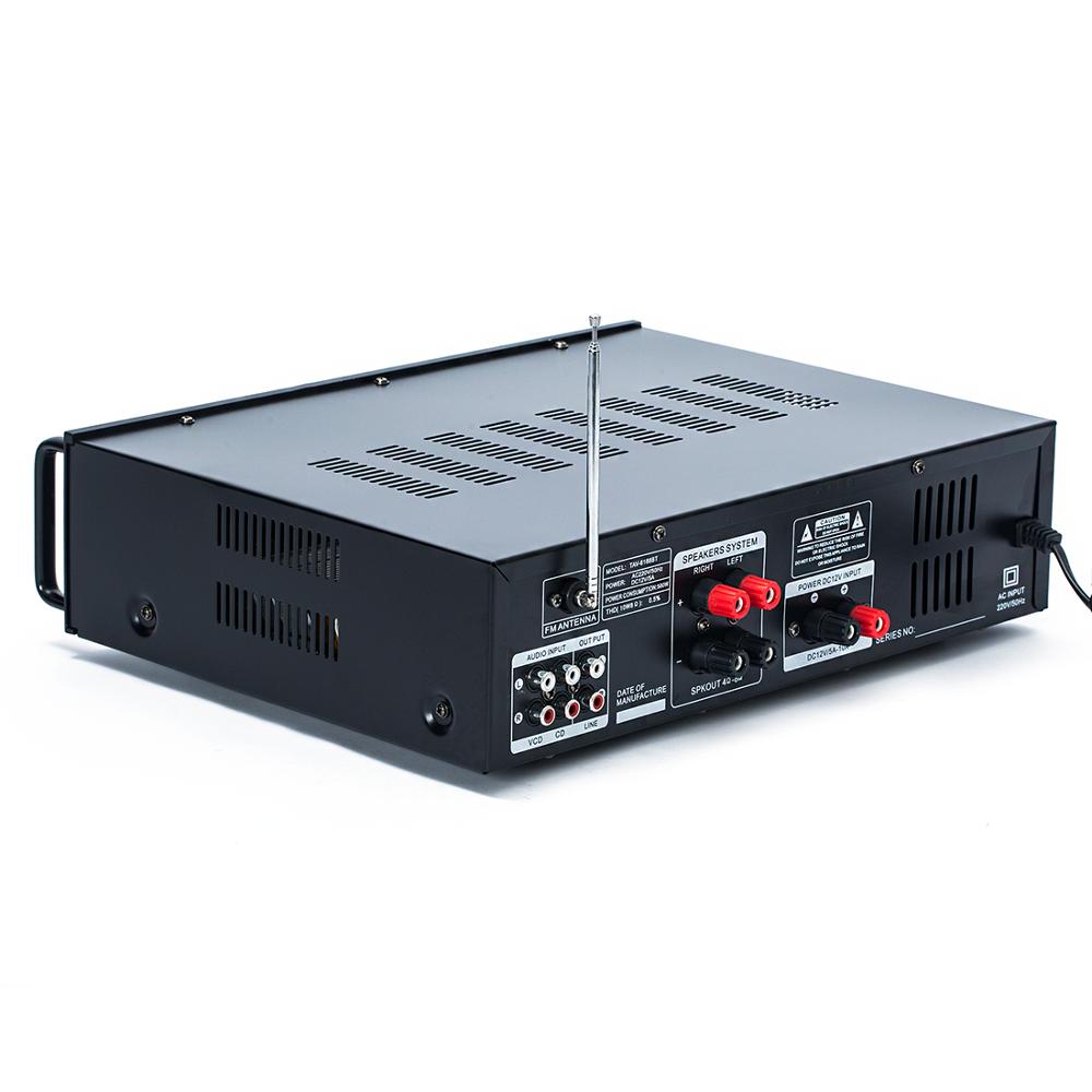 DC12V AC220V 2.1 channel 300W high power SD USB FM Bluetooth remote control power amplifier home AV amplifier
