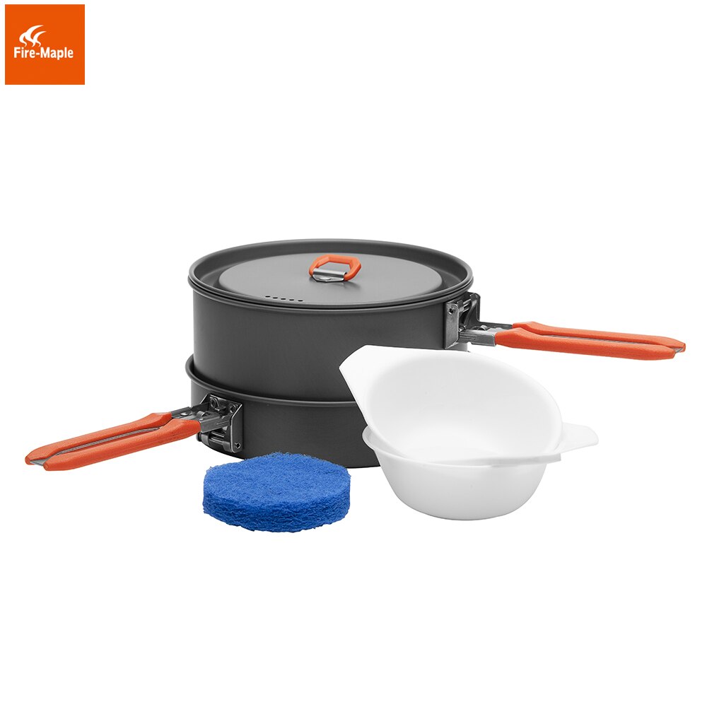 Fire Maple Feast 1 Outdoor Camping Hiking Cookware Backpacking Cooking Picnic Pot Pan Set Foldable Handle 1-2 Persons FMC-F1