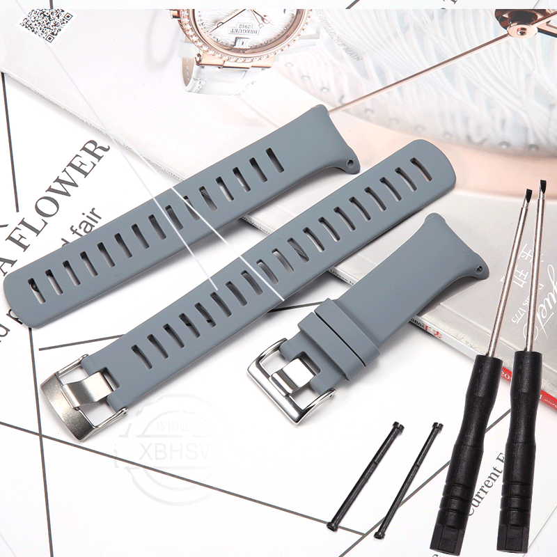 Correa de reloj de repuesto de silicona D4 para Suunto D4 D4i Novo, correa de buceo para hombres y mujeres, pulsera deportiva resistente al agua con hebilla: Gris
