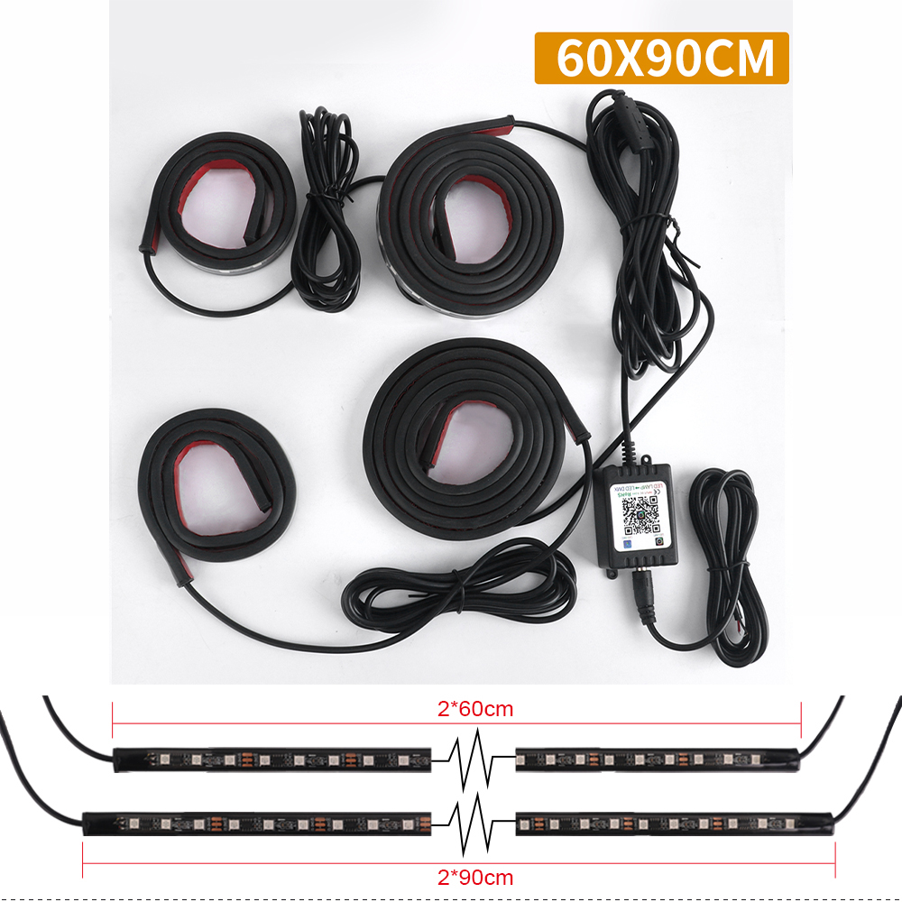 Led Neon Auto Underglow Lichten 12V Chassis Rgb Licht Strip Underglow Sfeer Decoratieve Lamp Kit Exterieur Onderdelen Voor Auto bodem: 8000k wit blauw