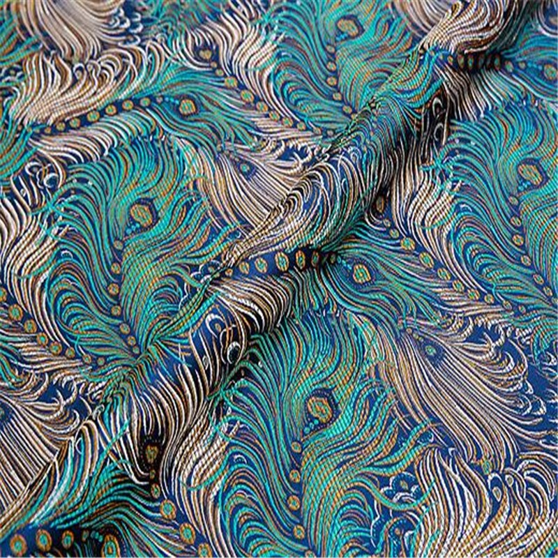 Jacquard polyester brokade stof påfugl hale nyeste mønster stof materiale til fremstilling af kvinder håndtasker