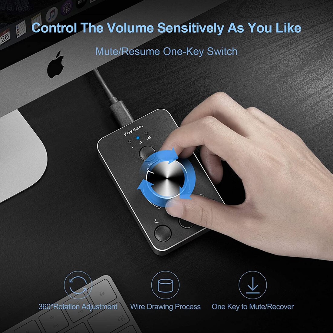Multimedia Volume Controller PC Computer Speaker Sound Controller Knob With One-Click Mute Function And 3 Volume Control Modes