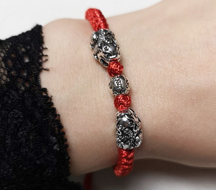 100% 925 Zilveren Mini Bixie Armband Gevlochten Tibetaanse Zes Woorden Kralen Armband Fengshui Lucky Bixie Armband