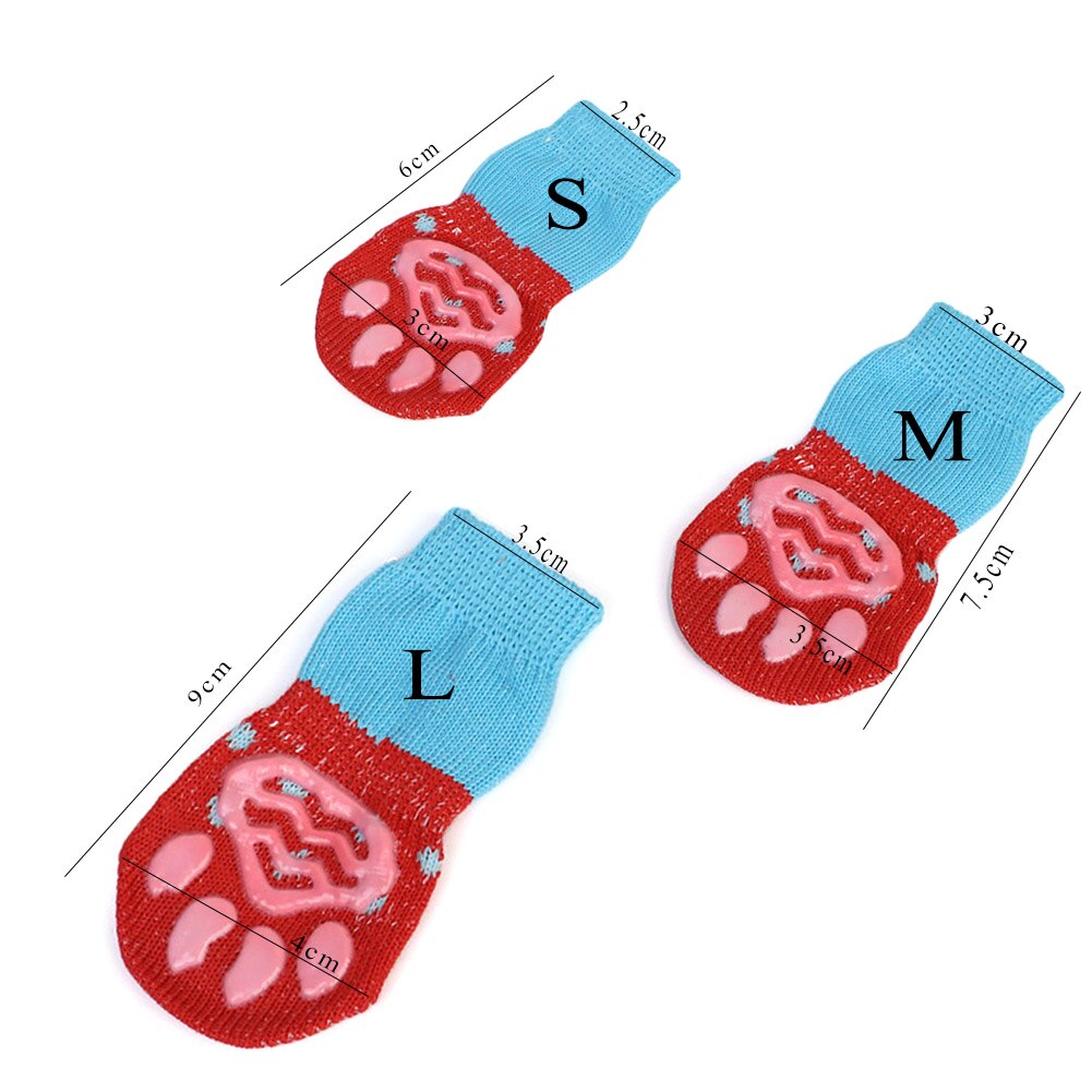 4Pcs Kat Jassen Huisdier Kat Sokken Hond Sokken Antislip Zachte Zool Dikke Warme Poot Protector Outdoor indoor Slijtage Dierbenodigdheden