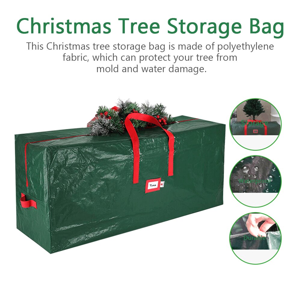 Lynlås lukning bærbar foldbar vandtæt hjem støvtæt rektangel stor kapacitet juletræ opbevaringspose med håndtag