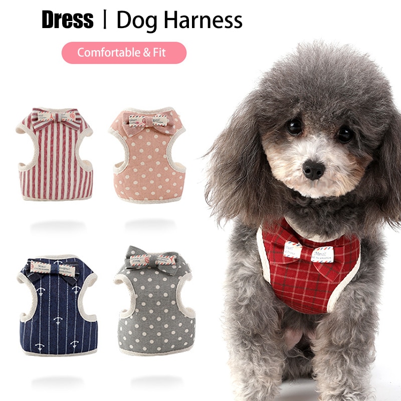Kleine Hond Harnas Leiband Set Huisdieren Honden Producten Kat Vest Strik Mesh Gevoerde Voor Puppy Chihuahua Pug Bulldog kragen
