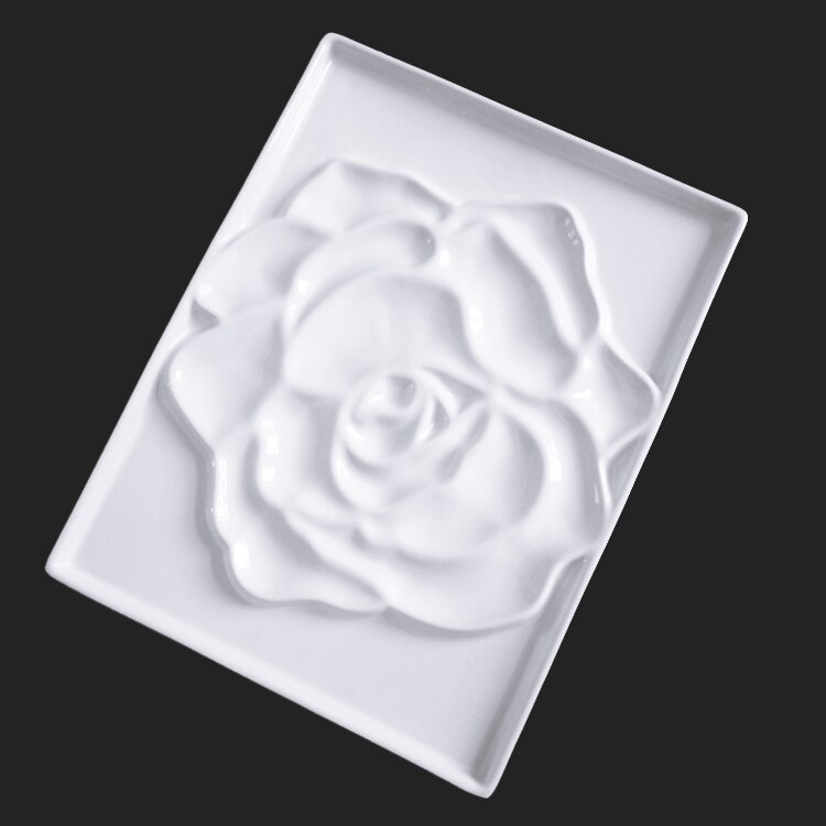 Keramisk krusningspalett benporselen blomstertype malingsplate rose blomsterformet håndmalt akvarell gouache malingsplate: B