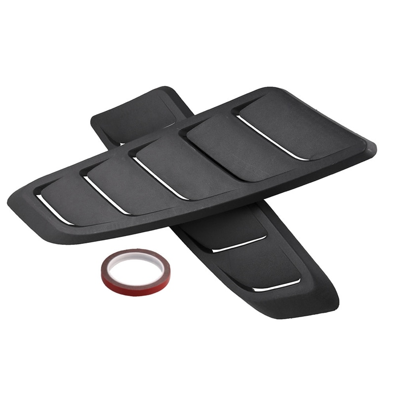 2PCS Universal Car Front Engine Cover Panels Air Flow Vent Cover Car Roof Decorative Intake Hood Scoop Black ABS