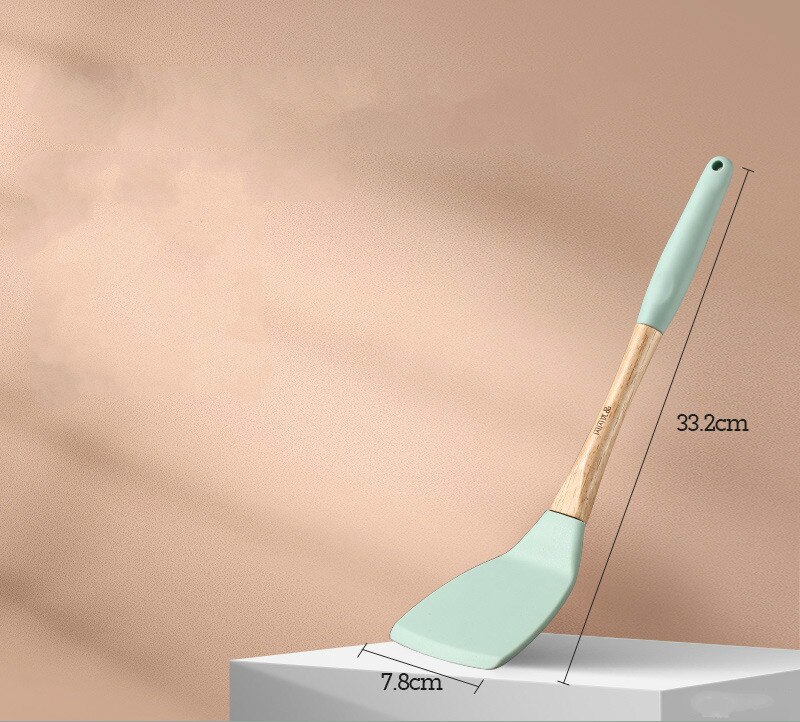 Spatula Long Handle Wooden Non-Stick Cookware Special Wooden Handle Spatula Wooden Spatula Household Kitchen Supplies: 3
