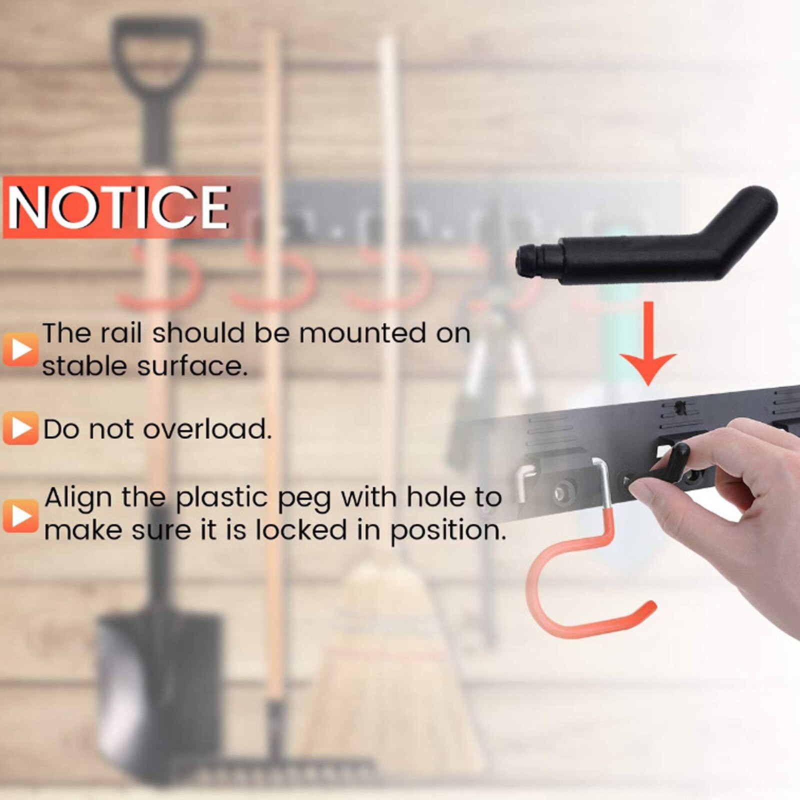 Wall Mount Hanger Garage Tool Organizer Heavy Duty Rack Metal Decorative Multi-Tools Storage Hooks with Screws and 5 Hooks