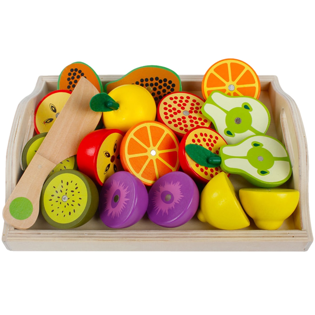 Magnetische Houten Groenten en Fruit Combinatie Snijden Keuken Speelgoed Set Kinderen Play & Pretend Simulatie Playset Kids Fun: Dark Gray