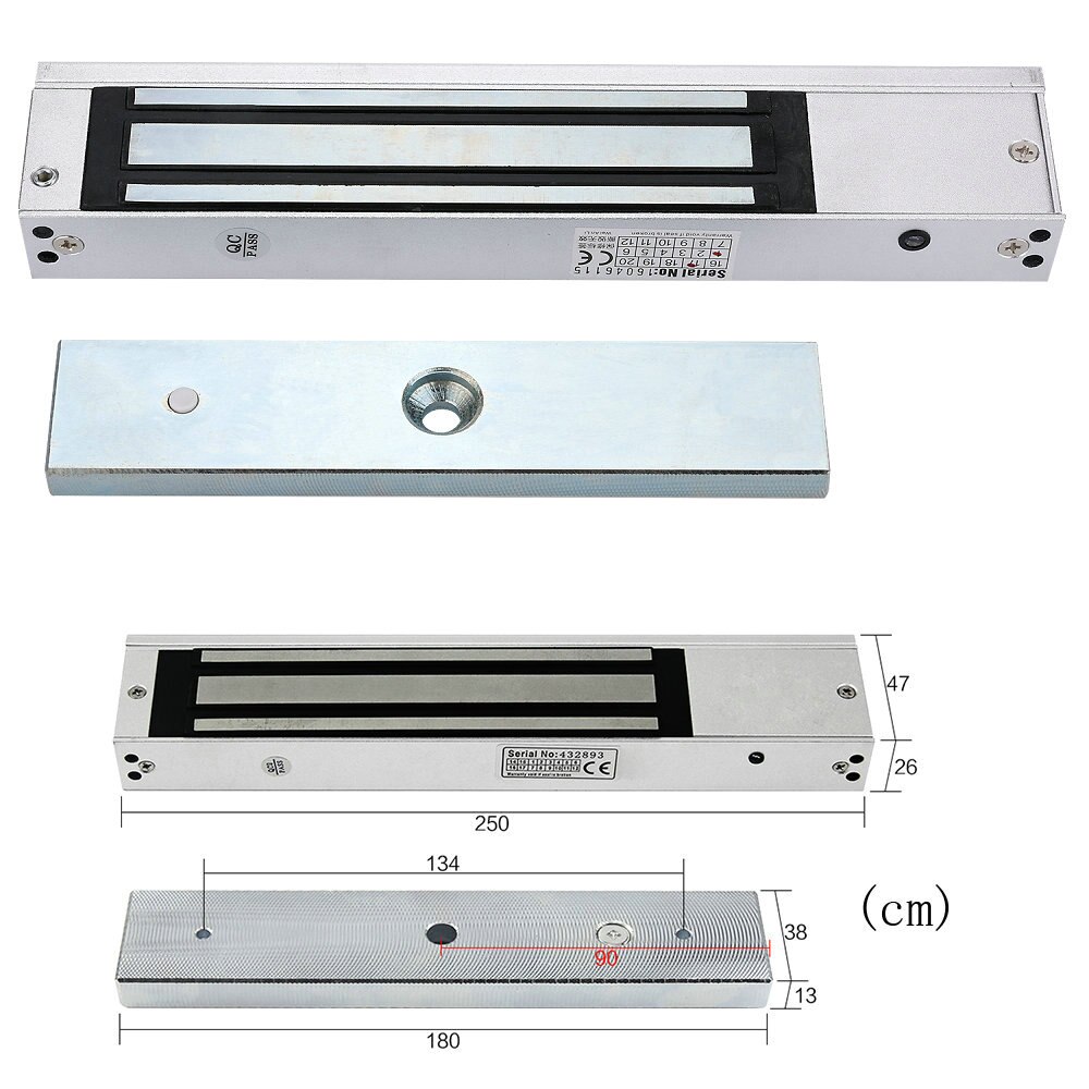 280 kg 600LB Enkele Deur 12 v Elektrisch Slot Voor Deur Magnetische Elektromagnetische Lock Holding Force Voor Toegangscontrole met LED Licht
