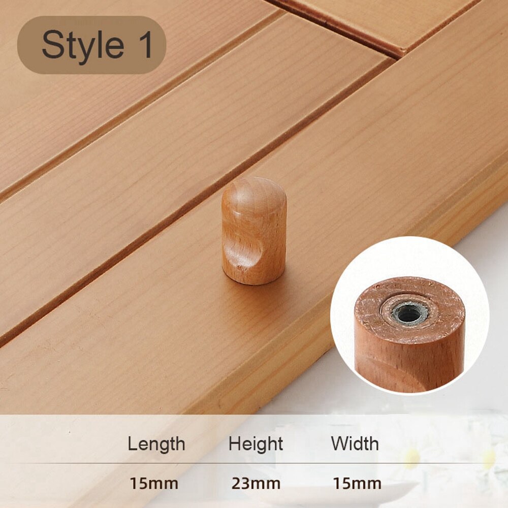 Wood Solid Wooden Cabinet Knob Kitchen Cabinet Furniture Handle Knob Door Drawer Wood Pull Handle Knobs Hardware: 1