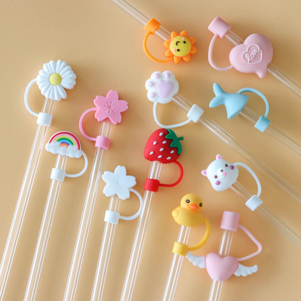 Silicone Straw Tips Cover Reusable Drinking Straw Plugs Airtight Splash Proof Straw Plugs Drinking Dust Cap Cup For 6-8mm Straws