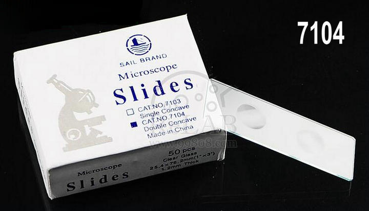 50pcs/lot 7103/7104 Single/Double Concave Biological Microscope Blank Glass Slides Lab Consumables for Liquid Specimen