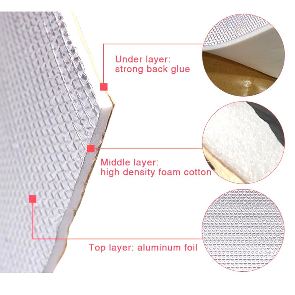 HASKYY 2 mm 2 m² aluminium butyl zelfklevende isolatiemat voor geluidsisolatie van de auto, isolatie van het motorcompartiment