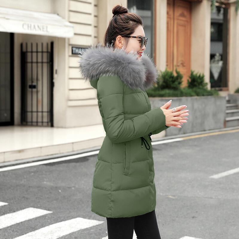 Parka con Cuello de piel falsa para mujer, Chaqueta de algodón , chaqueta de invierno, abrigo grueso para nieve, ropa para mujer, chaquetas para mujer, Parkas: Verde militar / XXXL