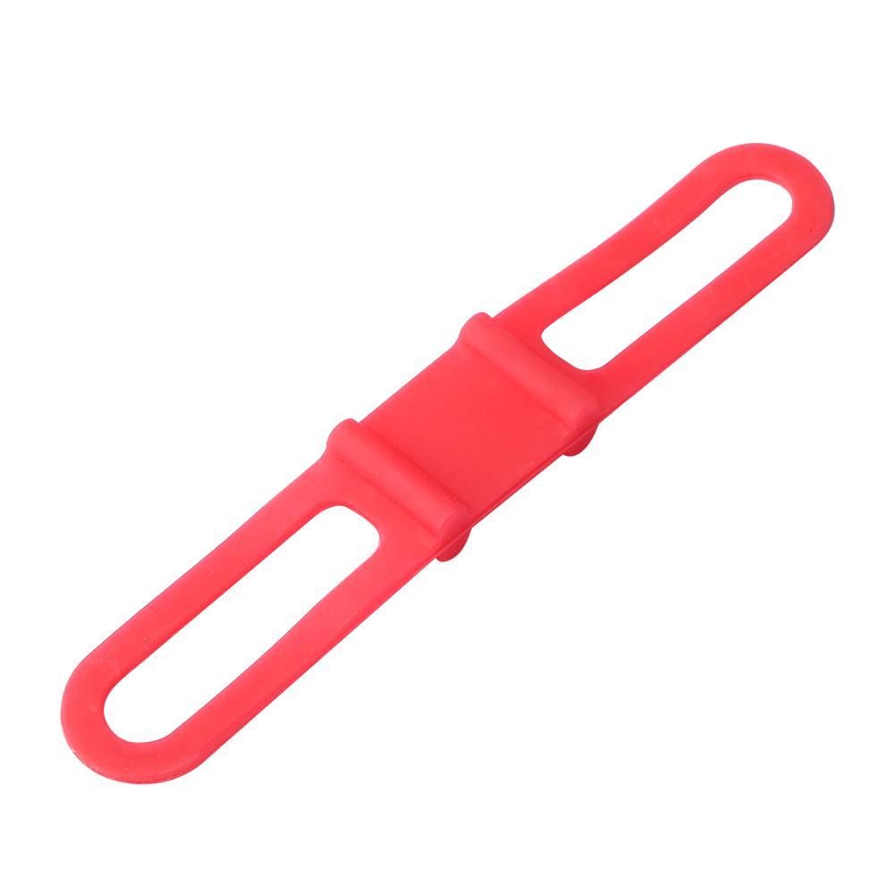 Siliconen fietsband bergweg zaklamp telefoon zaklamp banden elastische band fietslamp clip montage houder fietsaccessoires: Rood