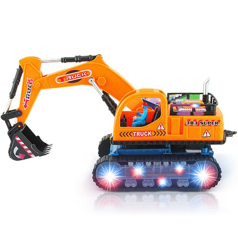 Electric Flashing LED Light Music Excavator Universal Wheel Car Vehicles DXAD