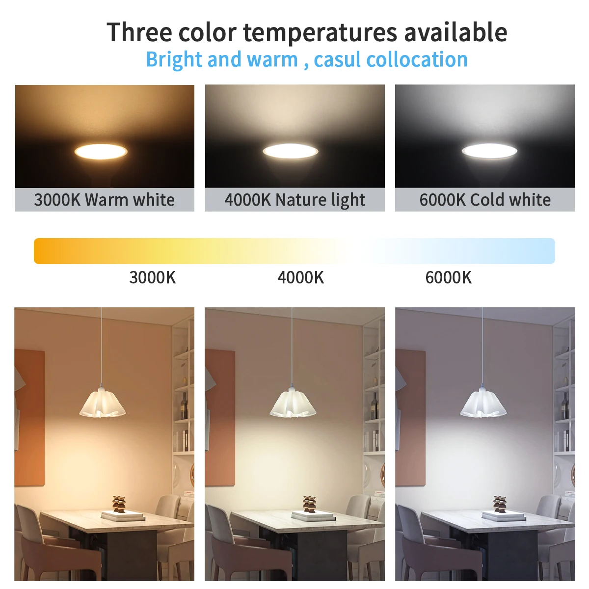 10 Stück LED-Strahler GU10 Glühbirne dimmbar 220 V 3000 K 4000 K 6000 K 50 W Halogen-Ersatz für Landschaftsschienenbeleuchtung