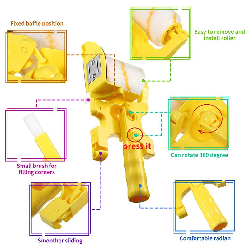 Hand-held Paint Clean-Cut Edger Roller Brush For Wall Multifunctional Painting Tool Kit Mountable Paint Edger With Roller Brush