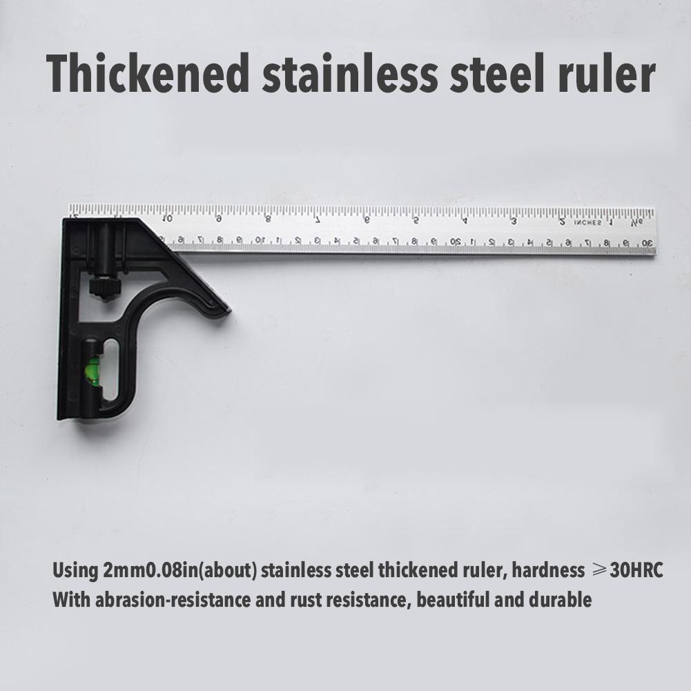 Combination Square Angle Ruler Multifunction Stainless Steel Combo Square Carpentry Tools Carpenter Square Metal Ruler Framing #